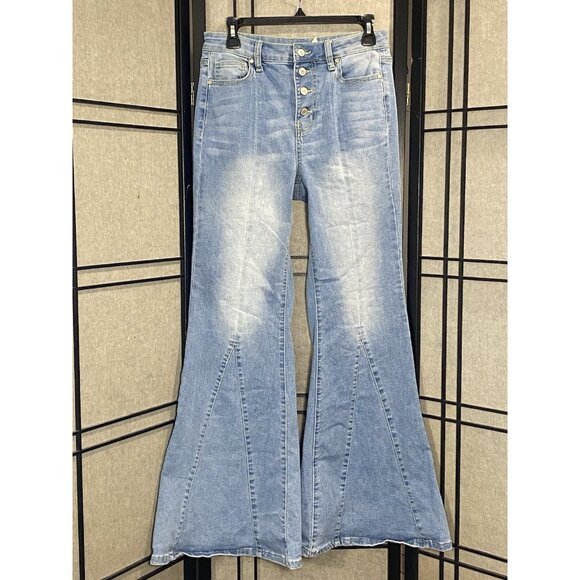 Altar'd State Denim - Altard State Super Flare Light Wash Jeans Sz 27 Stretch Button Fly High Waist